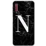MRCİLETİSİM mrc166986 Siyah Mermer Desenli N Harfi Kılıf HD Desen Baskılı Arka Kapak Samsung Galaxy A7 2018 ile uyumlu