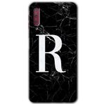 MRCİLETİSİM mrc166991 Siyah Mermer Desenli R Harfi Kılıf HD Desen Baskılı Arka Kapak Samsung Galaxy A7 2018 ile uyumlu