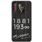 MRCİLETİSİM mrc167006 Atatürk Ahşap İmza Kılıf HD Desen Baskılı Arka Kapak Samsung Galaxy A7 2018 ile uyumlu