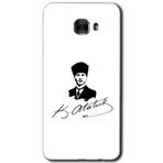 MRCİLETİSİM mrc173637 Kemal Atatürk İmza Kılıf HD Desen Baskılı Arka Kapak + Temperli Cam Samsung Galaxy C7 ile uyumlu