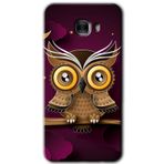 MRCİLETİSİM mrc174375 Owl Bird Branch Kılıf HD Desen Baskılı Arka Kapak + Temperli Cam Samsung Galaxy C7 Pro ile uyumlu
