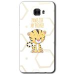 MRCİLETİSİM mrc174446 Sevimli Kedi 1 Kılıf HD Desen Baskılı Arka Kapak + Temperli Cam Samsung Galaxy C7 Pro ile uyumlu