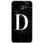 MRCİLETİSİM mrc174674 Siyah Mermer Desenli D Harfi Kılıf HD Desen Baskılı Arka Kapak + Temperli Cam Samsung Galaxy C7 Pro Kılıf HD Desen Baskı Arka Kapak + Temperli Cam ile uyumlu