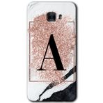MRCİLETİSİM mrc175148 Pembe Mermer Desenli A Harfi Kılıf HD Desen Baskılı Arka Kapak Samsung Galaxy C9 Pro ile uyumlu