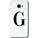 MRCİLETİSİM mrc175186 Beyaz Mermer Desenli G Harfi Kılıf HD Desen Baskılı Arka Kapak Samsung Galaxy C9 Pro ile uyumlu