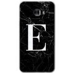 MRCİLETİSİM mrc175225 Siyah Mermer Desenli E Harfi Kılıf HD Desen Baskılı Arka Kapak Samsung Galaxy C9 Pro ile uyumlu
