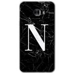 MRCİLETİSİM mrc175236 Siyah Mermer Desenli N Harfi Kılıf HD Desen Baskılı Arka Kapak Samsung Galaxy C9 Pro ile uyumlu