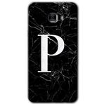 MRCİLETİSİM mrc175240 Siyah Mermer Desenli P Harfi Kılıf HD Desen Baskılı Arka Kapak Samsung Galaxy C9 Pro ile uyumlu