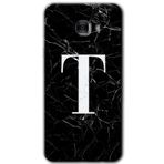 MRCİLETİSİM mrc175244 Siyah Mermer Desenli T Harfi Kılıf HD Desen Baskılı Arka Kapak Samsung Galaxy C9 Pro ile uyumlu