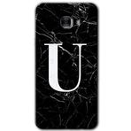 MRCİLETİSİM mrc175245 Siyah Mermer Desenli U Harfi Kılıf HD Desen Baskılı Arka Kapak Samsung Galaxy C9 Pro ile uyumlu