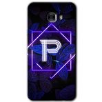 MRCİLETİSİM mrc175337 Dark Neon Yaprak P Harfi Kılıf HD Desen Baskılı Arka Kapak Samsung Galaxy C9 Pro ile uyumlu