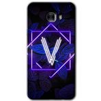 MRCİLETİSİM mrc175344 Dark Neon Yaprak V Harfi Kılıf HD Desen Baskılı Arka Kapak Samsung Galaxy C9 Pro ile uyumlu