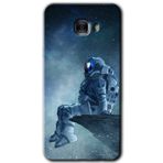 MRCİLETİSİM mrc175422 Astronot Yalnızlığı Kılıf HD Desen Baskılı Arka Kapak + Temperli Cam Samsung Galaxy C9 Pro ile uyumlu