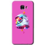 MRCİLETİSİM mrc175448 Uzay Başlığı Kılıf HD Desen Baskılı Arka Kapak + Temperli Cam Samsung Galaxy C9 Pro ile uyumlu