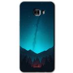 MRCİLETİSİM mrc175474 Night Fores Mount Kılıf HD Desen Baskılı Arka Kapak + Temperli Cam Samsung Galaxy C9 Pro ile uyumlu