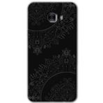 MRCİLETİSİM mrc175494 Siyah Mandala Kılıf HD Desen Baskılı Arka Kapak + Temperli Cam Samsung Galaxy C9 Pro ile uyumlu