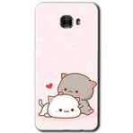 MRCİLETİSİM mrc175499 Kedi Aşkı Kılıf HD Desen Baskılı Arka Kapak + Temperli Cam Samsung Galaxy C9 Pro ile uyumlu