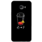 MRCİLETİSİM mrc175591 Coffee Battery Kılıf HD Desen Baskılı Arka Kapak + Temperli Cam Samsung Galaxy C9 Pro ile uyumlu