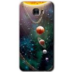 MRCİLETİSİM mrc175593 Cosmos Kılıf HD Desen Baskılı Arka Kapak + Temperli Cam Samsung Galaxy C9 Pro ile uyumlu