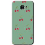 MRCİLETİSİM mrc175610 Kiraz Berry Kılıf HD Desen Baskılı Arka Kapak + Temperli Cam Samsung Galaxy C9 Pro ile uyumlu