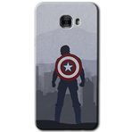 MRCİLETİSİM mrc175648 Captain Avenger Kılıf HD Desen Baskılı Arka Kapak + Temperli Cam Samsung Galaxy C9 Pro ile uyumlu