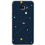 MRCİLETİSİM mrc175691 Çizim Gezegen Kılıf HD Desen Baskılı Arka Kapak + Temperli Cam Samsung Galaxy C9 Pro ile uyumlu