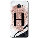 MRCİLETİSİM mrc175706 Pembe Mermer Desenli H Harfi Kılıf HD Desen Baskılı Arka Kapak + Temperli Cam Samsung Galaxy C9 Pro Kılıf HD Desen Baskı Arka Kapak + Temperli Cam ile uyumlu
