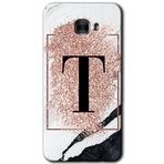 MRCİLETİSİM mrc175722 Pembe Mermer Desenli T Harfi Kılıf HD Desen Baskılı Arka Kapak + Temperli Cam Samsung Galaxy C9 Pro Kılıf HD Desen Baskı Arka Kapak + Temperli Cam ile uyumlu