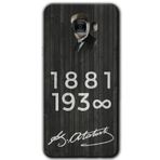 MRCİLETİSİM mrc175806 Atatürk Ahşap İmza Kılıf HD Desen Baskılı Arka Kapak + Temperli Cam Samsung Galaxy C9 Pro ile uyumlu