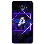 MRCİLETİSİM mrc175857 Dark Neon Yaprak A Harfi Kılıf HD Desen Baskılı Arka Kapak + Temperli Cam Samsung Galaxy C9 Pro ile uyumlu