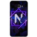 MRCİLETİSİM mrc175872 Dark Neon Yaprak N Harfi Kılıf HD Desen Baskılı Arka Kapak + Temperli Cam Samsung Galaxy C9 Pro ile uyumlu