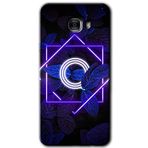MRCİLETİSİM mrc175873 Dark Neon Yaprak O Harfi Kılıf HD Desen Baskılı Arka Kapak + Temperli Cam Samsung Galaxy C9 Pro ile uyumlu