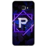MRCİLETİSİM mrc175887 Dark Neon Yaprak P Harfi Kılıf HD Desen Baskılı Arka Kapak + Temperli Cam Samsung Galaxy C9 Pro ile uyumlu