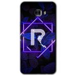 MRCİLETİSİM mrc175888 Dark Neon Yaprak R Harfi Kılıf HD Desen Baskılı Arka Kapak + Temperli Cam Samsung Galaxy C9 Pro ile uyumlu
