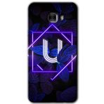 MRCİLETİSİM mrc175892 Dark Neon Yaprak U Harfi Kılıf HD Desen Baskılı Arka Kapak + Temperli Cam Samsung Galaxy C9 Pro ile uyumlu