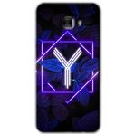 MRCİLETİSİM mrc175895 Dark Neon Yaprak Y Harfi Kılıf HD Desen Baskılı Arka Kapak + Temperli Cam Samsung Galaxy C9 Pro ile uyumlu