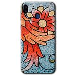 MRCİLETİSİM mrc176171 Mozaik Çiçek Kılıf HD Desen Baskılı Arka Kapak + Temperli Cam Samsung Galaxy M10 ile uyumlu