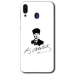MRCİLETİSİM mrc176387 Kemal Atatürk İmza Kılıf HD Desen Baskılı Arka Kapak + Temperli Cam Samsung Galaxy M10 ile uyumlu