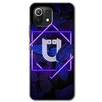 MRCİLETİSİM (mrc17718) Dark Neon Yaprak Ü Harfi Kılıf Baskılı Kapak Tam Kaplayan Mat Seramik Xiaomi Mi 11 Lite ile uyumlu