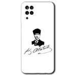 MRCİLETİSİM mrc178037 Kemal Atatürk İmza Kılıf HD Desen Baskılı Arka Kapak + Temperli Cam Samsung Galaxy M12 ile uyumlu