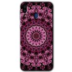 MRCİLETİSİM mrc178219 Mandala Patterns Kaleidoscope Kılıf HD Desen Baskılı Arka Kapak + Temperli Cam Samsung Galaxy M20 ile uyumlu