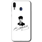 MRCİLETİSİM mrc178587 Kemal Atatürk İmza Kılıf HD Desen Baskılı Arka Kapak + Temperli Cam Samsung Galaxy M20 ile uyumlu