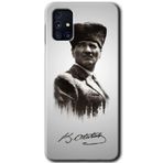MRCİLETİSİM mrc181894 Mustafa Kemal Atatürk Kılıf HD Desen Baskılı Arka Kapak + Temperli Cam Samsung Galaxy M31s ile uyumlu