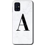 MRCİLETİSİM mrc194429 Beyaz Mermer Desenli A Harfi Kılıf HD Desen Baskılı Arka Kapak Samsung Galaxy M31s ile uyumlu