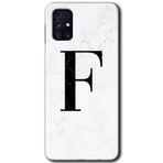 MRCİLETİSİM mrc194435 Beyaz Mermer Desenli F Harfi Kılıf HD Desen Baskılı Arka Kapak Samsung Galaxy M31s ile uyumlu
