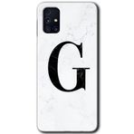 MRCİLETİSİM mrc194436 Beyaz Mermer Desenli G Harfi Kılıf HD Desen Baskılı Arka Kapak Samsung Galaxy M31s ile uyumlu