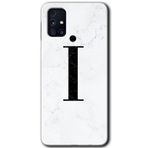 MRCİLETİSİM mrc194438 Beyaz Mermer Desenli İ Harfi Kılıf HD Desen Baskılı Arka Kapak Samsung Galaxy M31s ile uyumlu
