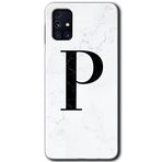 MRCİLETİSİM mrc194448 Beyaz Mermer Desenli P Harfi Kılıf HD Desen Baskılı Arka Kapak Samsung Galaxy M31s ile uyumlu