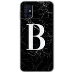 MRCİLETİSİM mrc194470 Siyah Mermer Desenli B Harfi Kılıf HD Desen Baskılı Arka Kapak Samsung Galaxy M31s ile uyumlu