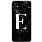 MRCİLETİSİM mrc194475 Siyah Mermer Desenli E Harfi Kılıf HD Desen Baskılı Arka Kapak Samsung Galaxy M31s ile uyumlu